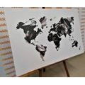 CANVAS PRINT WORLD MAP IN VECTOR GRAPHIC DESIGN IN BLACK AND WHITE - PICTURES OF MAPS - PICTURES