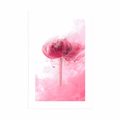 POSTER MIT PASSEPARTOUT ROSA BLUME IM INTERESSANTEN DESIGN - BLUMEN - POSTER