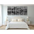 5-PIECE CANVAS PRINT CITY OF MANHATTAN IN BLACK AND WHITE - BLACK AND WHITE PICTURES - PICTURES