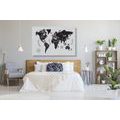 DECORATIVE PINBOARD UNIQUE BLACK AND WHITE MAP - PICTURES ON CORK - PICTURES