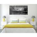 CANVAS PRINT REFLECTION OF A MOUNTAIN LAKE IN BLACK AND WHITE - BLACK AND WHITE PICTURES - PICTURES