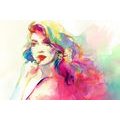 CANVAS PRINT WATERCOLOR FEMALE PORTRAIT - PICTURES OF WOMEN - PICTURES