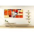 5-PIECE CANVAS PRINT ORANGE FLORAL ABSTRACTION - PICTURES FLOWERS - PICTURES