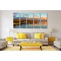5-PIECE CANVAS PRINT SUNSET OVER THE LAKE - PICTURES OF NATURE AND LANDSCAPE - PICTURES