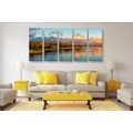 IMPRESSION SUR TOILE EN 5 PARTIES COUCHER DE SOLEIL SUR LE LAC - IMPRESSION SUR TOILE DE NATURE ET PAYSAGE - IMPRESSION SUR TOILE