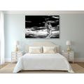 CANVAS PRINT ANGEL WITH A CROSS IN BLACK AND WHITE - BLACK AND WHITE PICTURES - PICTURES