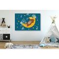 CANVAS PRINT TEDDY BEAR ON THE MOON - CHILDRENS PICTURES - PICTURES