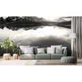 WALL MURAL BLACK AND WHITE MOUNTAIN LAKE - BLACK AND WHITE WALLPAPERS - WALLPAPERS