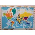 CANVAS PRINT COLORED WORLD MAP - PICTURES OF MAPS - PICTURES