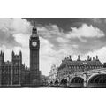 WANDBILD BIG BEN IN LONDON IN SCHWARZ-WEISS - SCHWARZ-WEISSE BILDER - BILDER