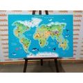 CANVAS PRINT GEOGRAPHICAL MAP OF THE WORLD FOR CHILDREN - CHILDRENS PICTURES - PICTURES