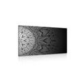 CANVAS PRINT MANDALA IN BLACK AND WHITE - BLACK AND WHITE PICTURES - PICTURES