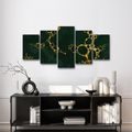 TABLEAU EN 5 PARTIES – CERCLES ABSTRAITS DORÉS - IMAGES FORMES ABSTRAITES - TABLEAUX