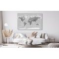 DECORATIVE PINBOARD BEAUTIFUL BLACK AND WHITE MAP OF THE WORLD - PICTURES ON CORK - PICTURES