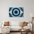 TABLEAU SUR TOILE – MOSAÏQUE BLEUE D’UN ŒIL - TABLEAUX PAR THÈME - TABLEAUX