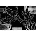 CANVAS PRINT ETHNIC FLOWERS IN BLACK AND WHITE - BLACK AND WHITE PICTURES - PICTURES