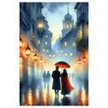 WANDBILD LIEBESPAAR IM REGEN ZWISCHEN HISTORISCHEN GEBÄUDEN - BILDER VON MENSCHEN - BILDER