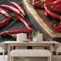 WALL MURAL PLATE WITH CHILI PEPPERS - WALLPAPERS FOOD AND DRINKS - WALLPAPERS