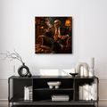 QUADRO SU TELA – ELEGANTE SCHELETRO ACCANTO AL CAMINO - QUADRI HALLOWEEN E HORROR - STAMPE E QUADRI