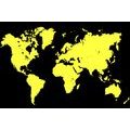 CANVAS PRINT YELLOW MAP ON A BLACK BACKGROUND - PICTURES OF MAPS - PICTURES