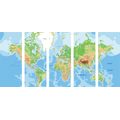 5-PIECE CANVAS PRINT CLASSIC WORLD MAP - PICTURES OF MAPS - PICTURES