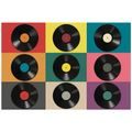 FOTOTAPETE RETRO-VINYLPLATTEN AUF BUNTEM HINTERGRUND - MUSIK FOTOTAPETEN - TAPETEN