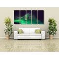 5-PIECE CANVAS PRINT GREEN NORTHERN LIGHTS IN THE SKY - PICTURES OF SPACE AND STARS - PICTURES