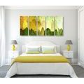 5-PIECE CANVAS PRINT GREEN ASYMMETRICAL TREES - PICTURES OF NATURE AND LANDSCAPE - PICTURES