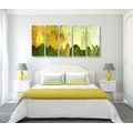 IMPRESSION SUR TOILE EN 5 PARTIES ARBRES VERTS ASYMÉTRIQUES - IMPRESSION SUR TOILE DE NATURE ET PAYSAGE - IMPRESSION SUR TOILE