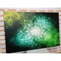 CANVAS PRINT MANDALA WITH A GALACTIC BACKGROUND IN SHADES OF GREEN - PICTURES FENG SHUI - PICTURES