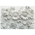 CARTA DA PARATI – FIORI BIANCHI 3D - CARTA DA PARATI CON FIORI - CARTA DA PARATI