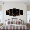 5-DÍLNÝ OBRAZ ZLATÉ ŽÍLY V TEMNOTĚ - MARBLE PICTURES - PICTURES