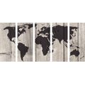 5-PIECE CANVAS PRINT MAP ON A WOODEN BACKGROUND - PICTURES OF MAPS - PICTURES