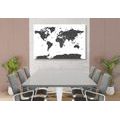 CANVAS PRINT WORLD MAP WITH INDIVIDUAL STATES IN GRAY COLOR - PICTURES OF MAPS - PICTURES