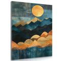 CANVAS PRINT ABSTRACT BLUE-GOLD NATURE - PICTURES MOUNTAINS - PICTURES