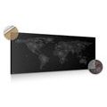 DECORATIVE PINBOARD WORLD MAP WITH NIGHT SKY IN BLACK AND WHITE - PICTURES ON CORK - PICTURES