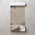 ZELFKLEVEND FOTOBEHANG VINTAGE LANDSCHAP MET KRAANVOGELS - FOTOBEHANG BOS - FOTOBEHANG