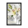 POSTER WHITE LILY ON AN INTERESTING BACKGROUND - FLOWERS - POSTERS