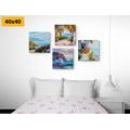 CANVAS PRINT SET SEASCAPE IN THE IMITATION OF A PAINTING - SET OF PICTURES - PICTURES