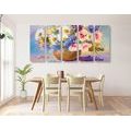 5-PIECE CANVAS PRINT OIL PAINTING OF SUMMER FLOWERS - PICTURES FLOWERS - PICTURES