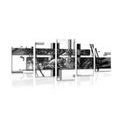 5-PIECE CANVAS PRINT LUXURIOUS ABSTRACTION IN BLACK AND WHITE - BLACK AND WHITE PICTURES - PICTURES