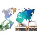 WALLPAPER COLORFUL MAP OF THE WORLD IN WATERCOLOR DESIGN - WALLPAPERS MAPS - WALLPAPERS