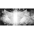 CANVAS PRINT BLACK AND WHITE WINGS WITH ABSTRACT ELEMENTS - BLACK AND WHITE PICTURES - PICTURES