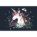 CANVAS PRINT CUTE UNICORN - CHILDRENS PICTURES - PICTURES