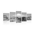 5-PIECE CANVAS PRINT MOUNT FUJI IN BLACK AND WHITE - BLACK AND WHITE PICTURES - PICTURES