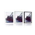 POSTER WITH MOUNT SKETCHED WINTER LANDSCAPE - NATURE - POSTERS