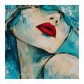 TABLEAU SUR TOILE – VISAGE FÉMININ ABSTRAIT EN TURQUOISE - TABLEAUX DE FEMMES - TABLEAUX