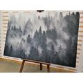 QUADRO DI MONTAGNE NELLA NEBBIA IN BIANCO E NERO - QUADRI BIANCO E NERO - QUADRI