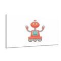 CANVAS PRINT WITH A ROBOT THEME IN RED - CHILDRENS PICTURES - PICTURES
