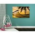 TABLEAU SUR TOILE – HAMAC SUR LA PLAGE - TABLEAUX DE LA NATURE ET DES PAYSAGES - TABLEAUX